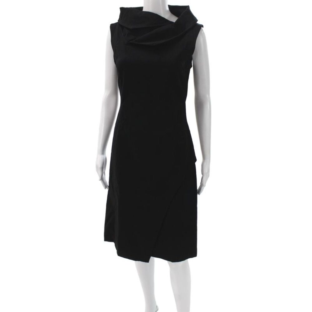 Porto Womens Sheath Dress Black Cowl Neck Sleeveless Pullover Viscose Size 1